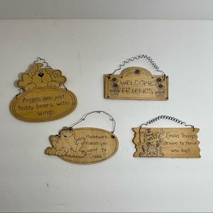Natural Wood Mini Plaques Set With Inspirational Sentiment